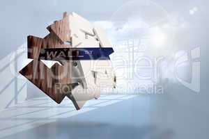 Composite image of wall street on abstract screen