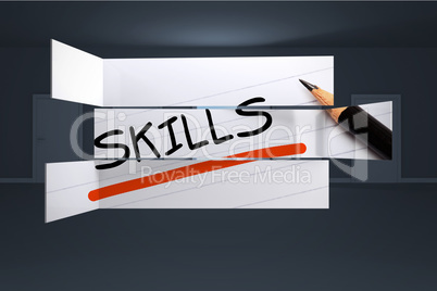 Composite image of skills in handwriting on abstract screen