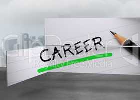 Composite image of career in handwriting on abstract screen