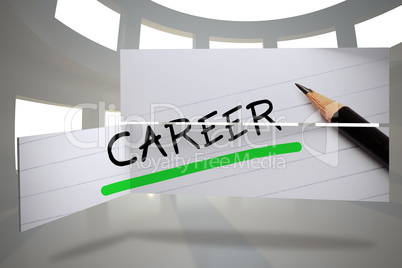 Composite image of career in handwriting on abstract screen
