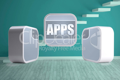 Composite image of apps banner on abstract screen