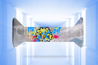 Composite image of lightbulbs on abstract screen