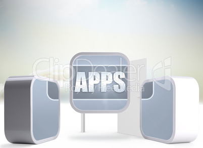 Composite image of apps banner on abstract screen