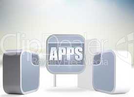 Composite image of apps banner on abstract screen