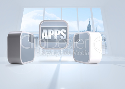 Composite image of apps banner on abstract screen