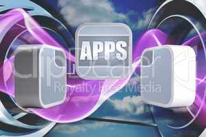 Composite image of apps banner on abstract screen