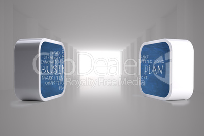 Composite image of business plan on abstract screen