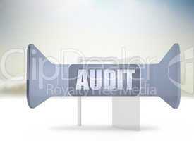 Composite image of audit banner on abstract screen