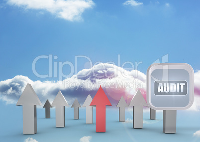 Composite image of audit banner on abstract screen