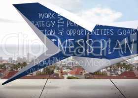 Composite image of business plan on abstract screen