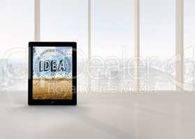 Composite image of idea graphic on tablet screen