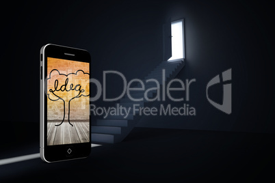 Composite image of idea tree on smartphone screen