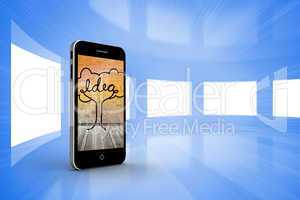 Composite image of idea tree on smartphone screen
