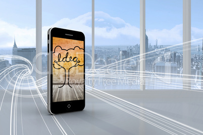 Composite image of idea tree on smartphone screen Composite image of idea tree on smartphone screen