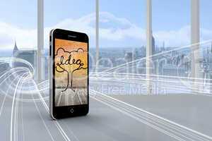 Composite image of idea tree on smartphone screen