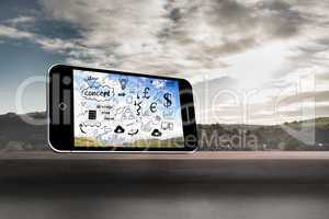 Composite image of brainstorm on smartphone screen