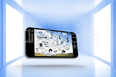 Composite image of brainstorm on smartphone screen