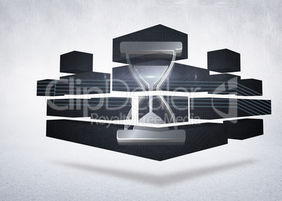 Composite image of timer on abstract screen