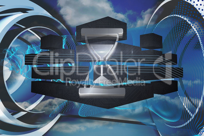 Composite image of timer on abstract screen