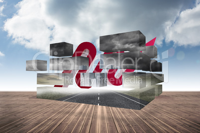 Composite image of road and city on abstract screen Composite image of road and city on abstract screen