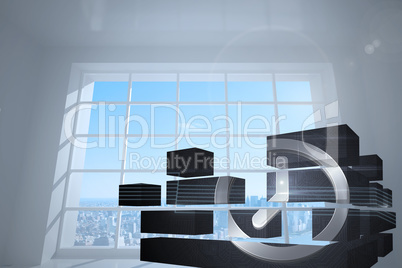 Composite image of clock graphic on abstract screen