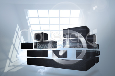 Composite image of clock graphic on abstract screen