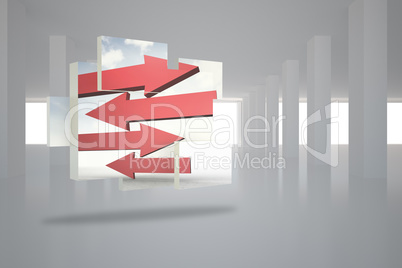 Composite image of arrows on abstract screen