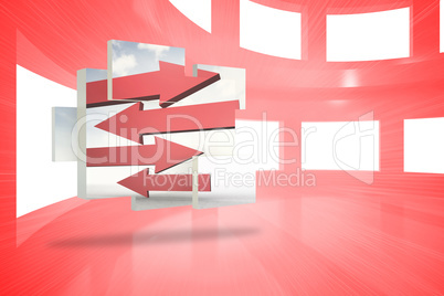 Composite image of arrows on abstract screen