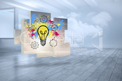 Composite image of light bulb on abstract screen
