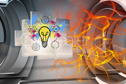 Composite image of light bulb on abstract screen