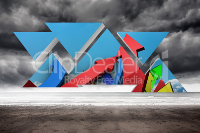 Composite image of arrows on abstract screen