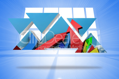 Composite image of arrows on abstract screen