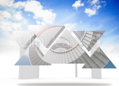 Composite image of winding staircase on abstract screen