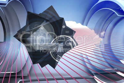 Composite image of interface on abstract screen