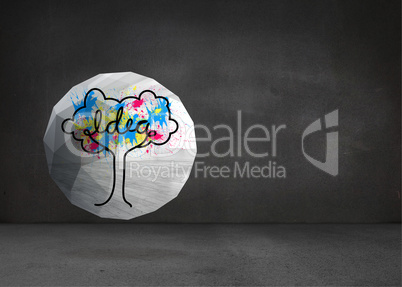 Composite image of idea tree on abstract screen