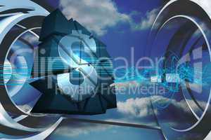 Composite image of dollar sign on abstract screen