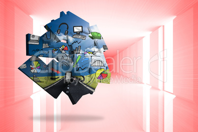 Composite image of media brainstorm on abstract screen