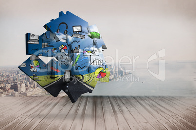 Composite image of media brainstorm on abstract screen