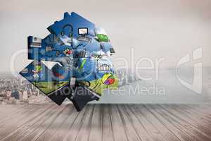 Composite image of media brainstorm on abstract screen