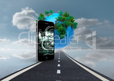 Composite image of interface on smartphone screen
