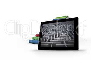 Composite image of maze on tablet screen