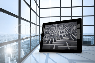 Composite image of maze on tablet screen Composite image of maze on tablet screen
