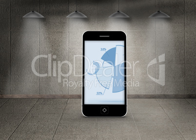 Composite image of pie chart on smartphone screen Composite image of pie chart on smartphone screen
