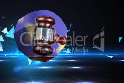 Composite image of hammer and gavel on abstract screen