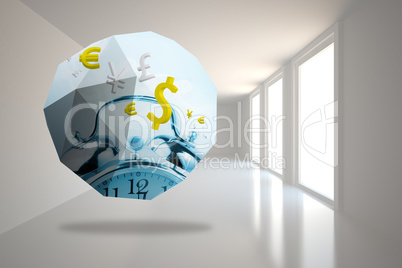 Composite image of time is money graphic on abstract screen