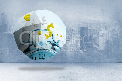 Composite image of time is money graphic on abstract screen