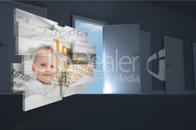 Composite image of genius baby on abstract screen