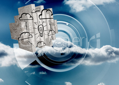 Composite image of cloud computing idea on abstract screen