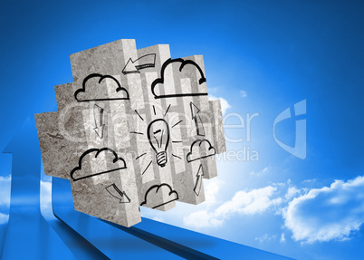 Composite image of cloud computing idea on abstract screen