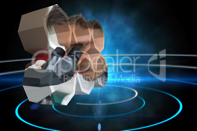 Composite image of scientist on abstract screen